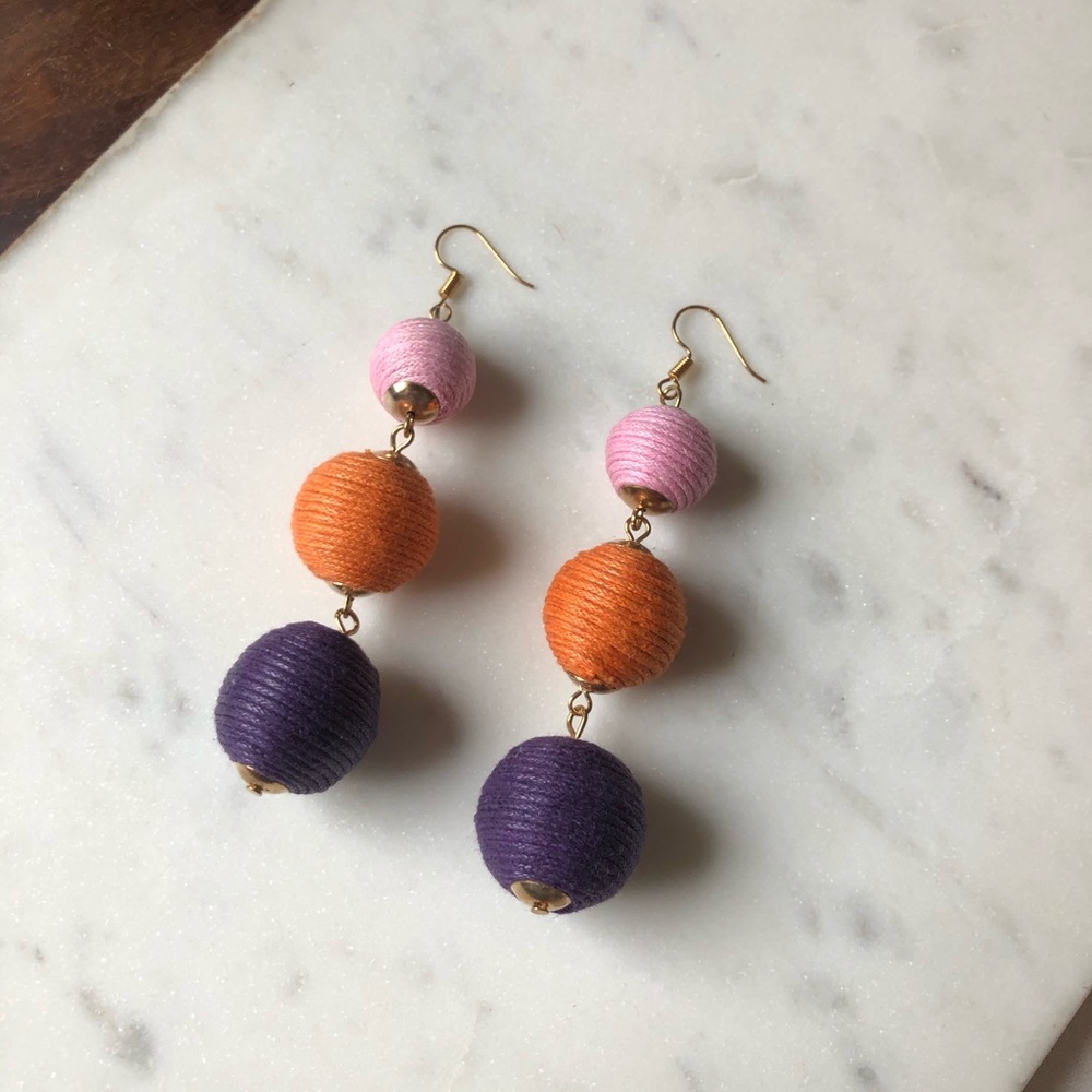 The Molly - 3 Ball Drop Statement Earrings - Picture 2 of 6